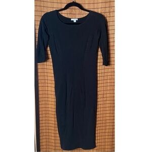 James Perse Bodycon Dress Size 1 Small US 4 Black Crewneck Stretch Paneled Style